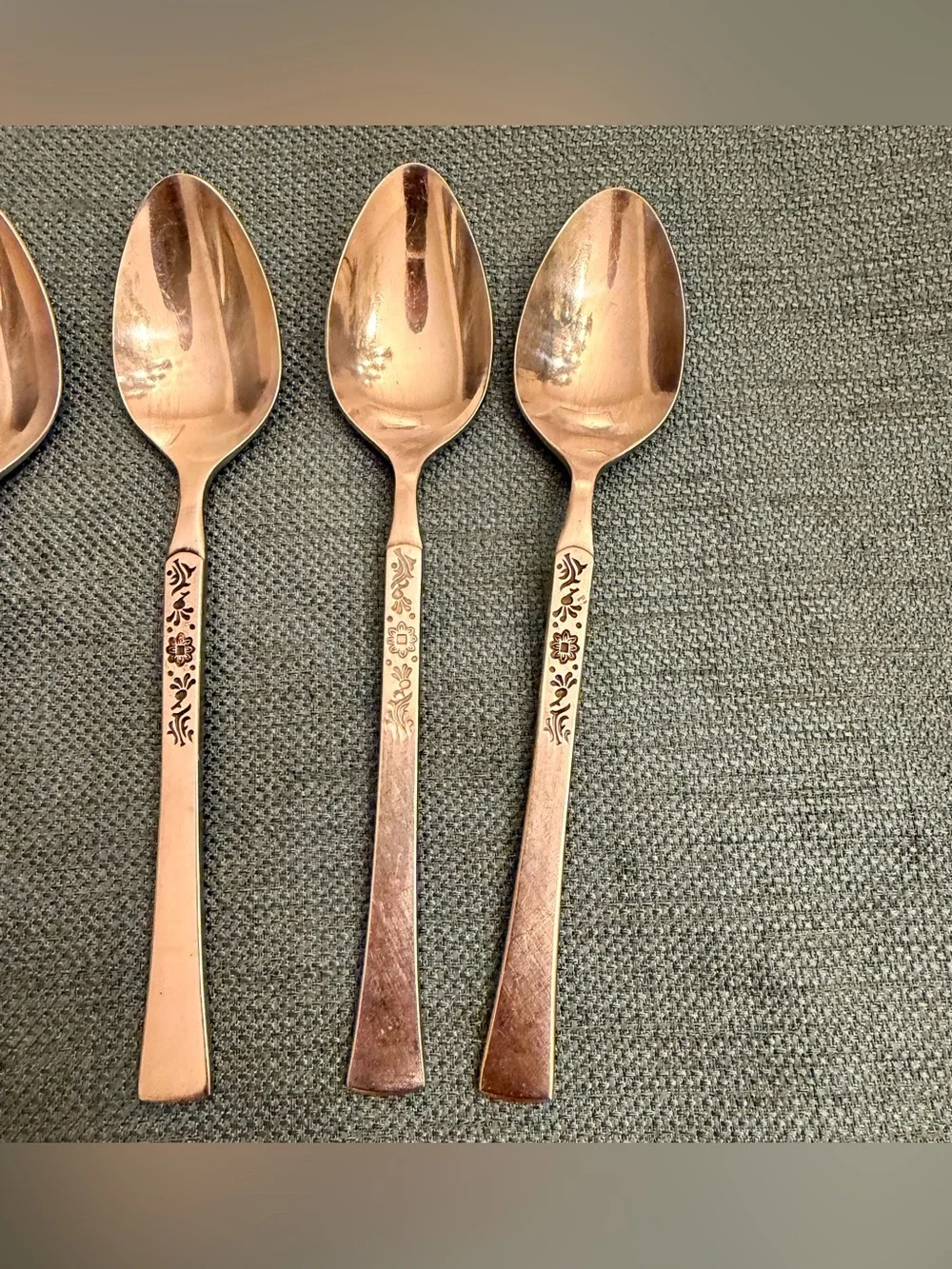 SET OF 7 CANTINA  TEASPOONS  Ekco Eterna Stainless Steel Korea Burnished Handle